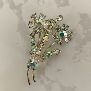Antique rhinestone flower brooch